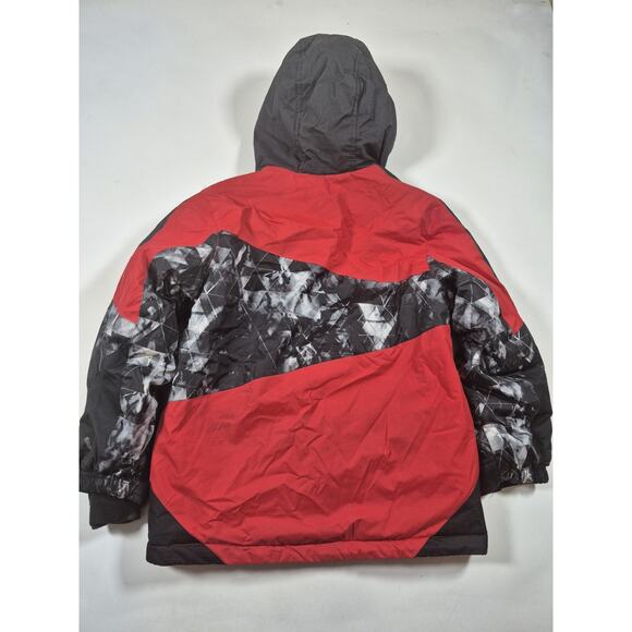 Zero X Posur kid’s Red Black Winter puffy jacket with hood 7/8 - Picture 7 of 9
